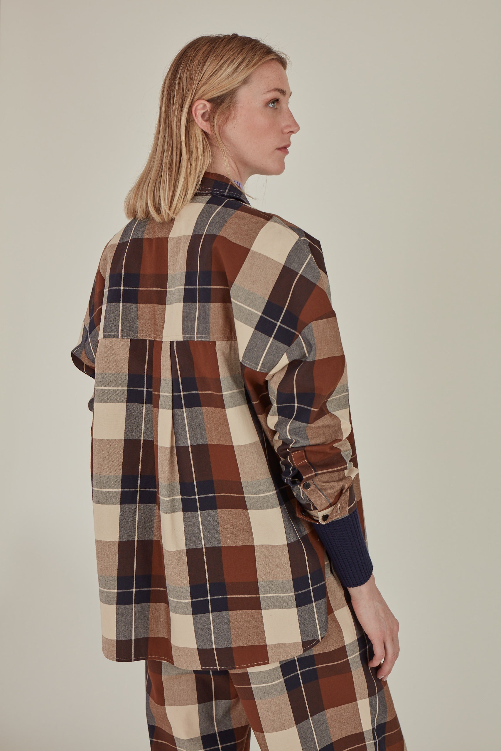 beige tartan shirt