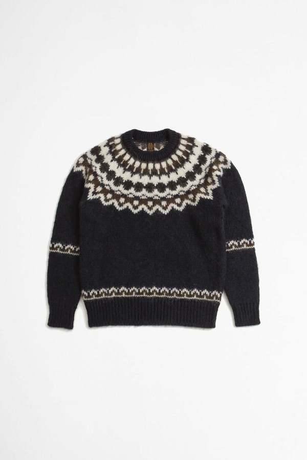Batoner Mohair Nordic Crew Neck - Navy | Garmentory