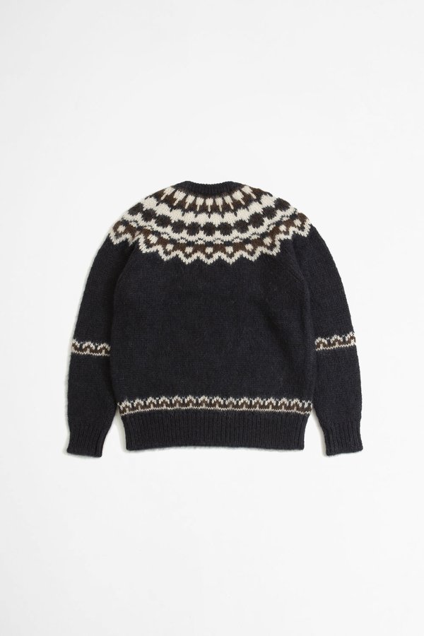 Batoner Mohair Nordic Crew Neck - Navy | Garmentory