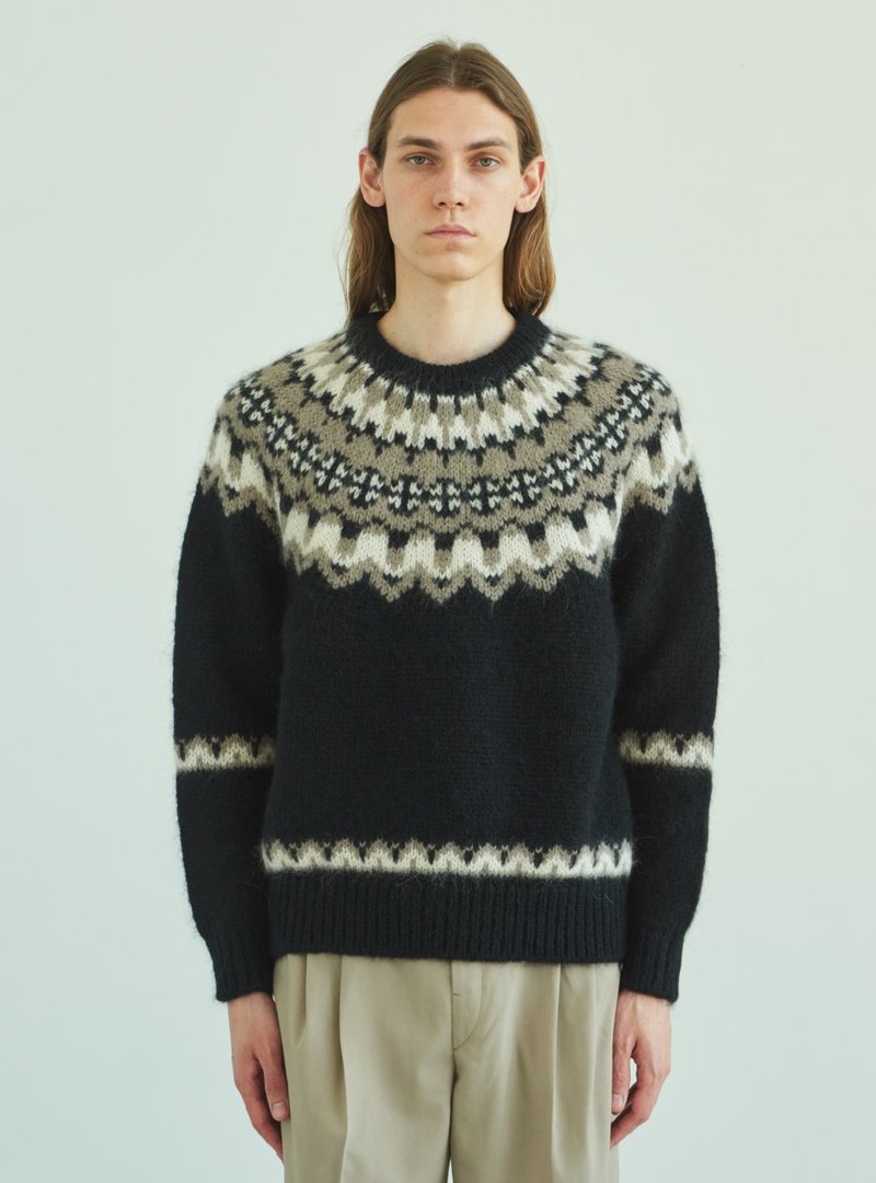 Batoner Mohair Nordic Crew Neck - Navy | Garmentory