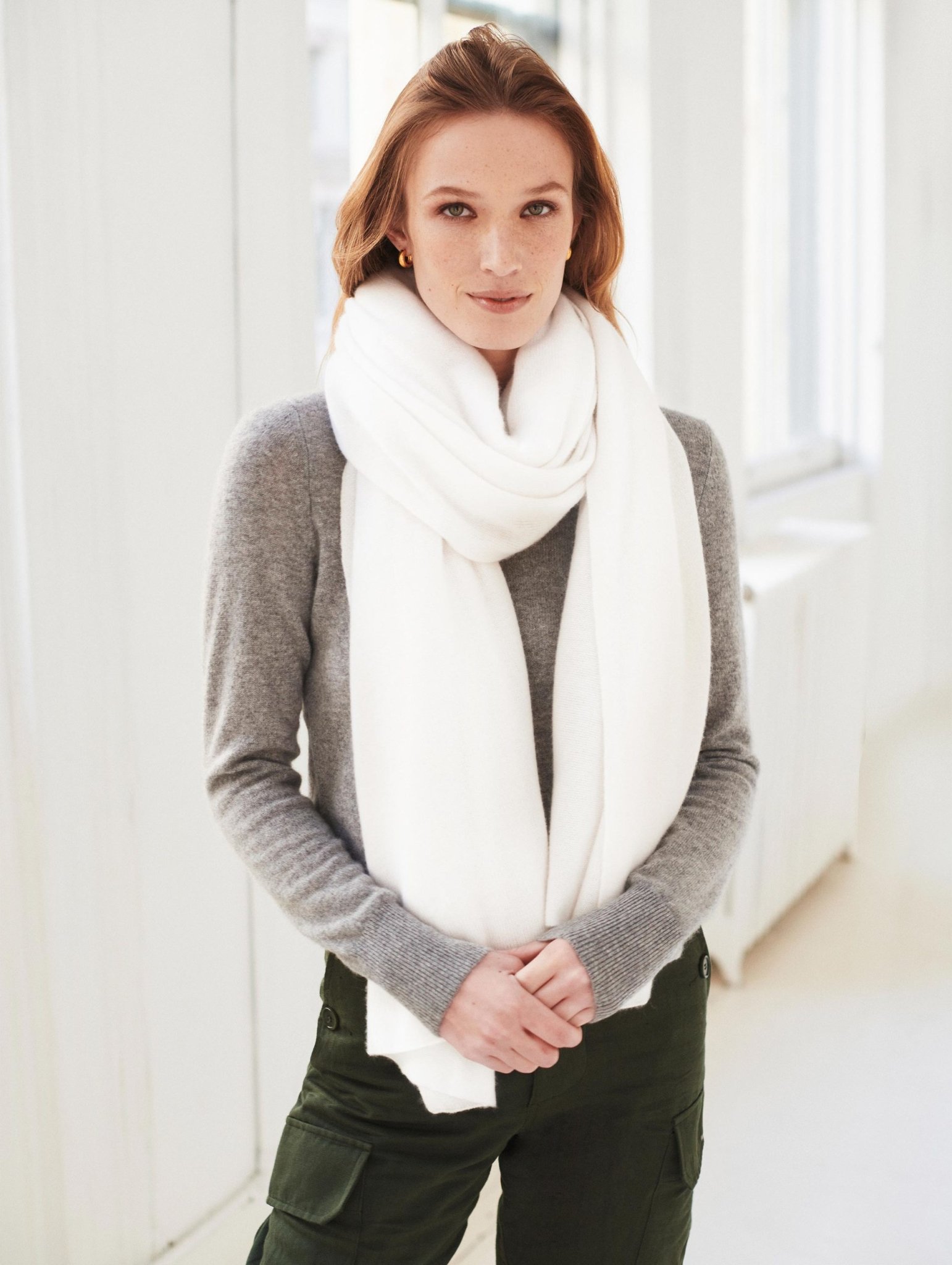 White + Warren Cashmere Travel Wrap Bright White Garmentory