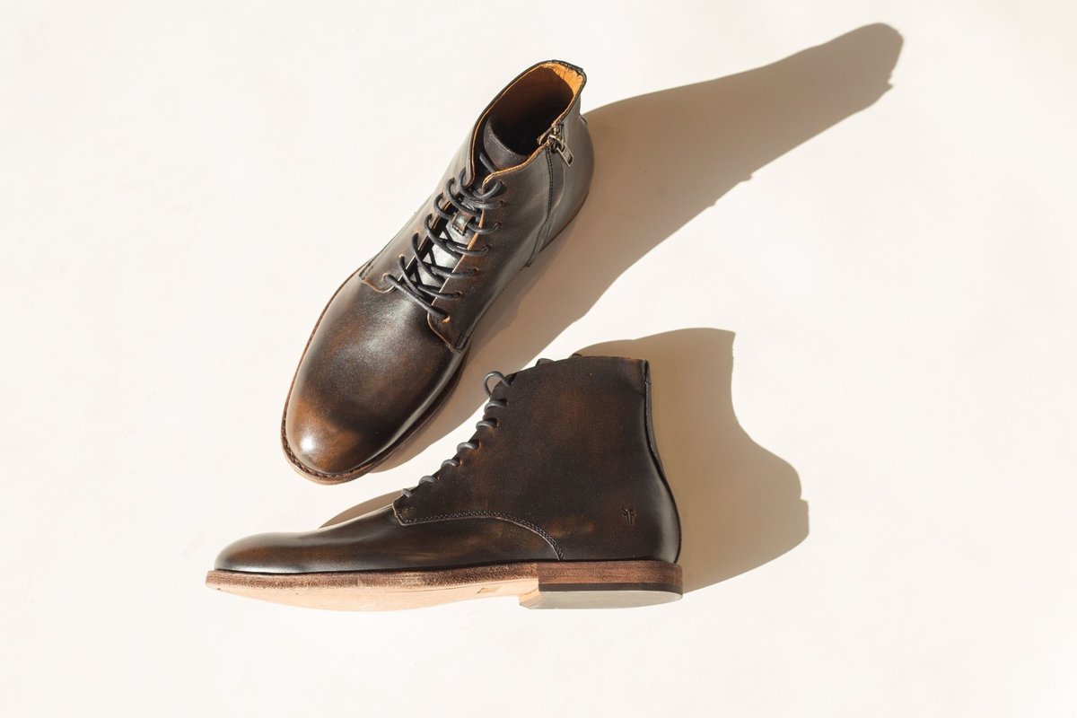 FRYE Chris Lace Up Zip Boots Mens 14 Bronze Ankle Fashion Shoes Leather Workwear Frye Chris Lace Up Zip Boot - Bronze | Garmentory main image 4