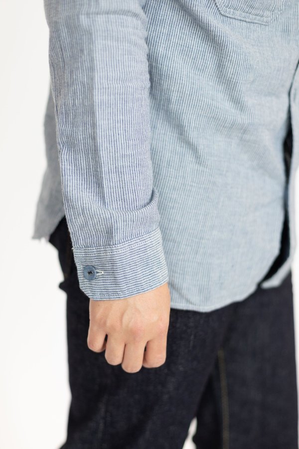 Pure Blue Japan Vertical Stripe Work Shirt - Indigo | Garmentory