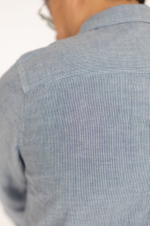 Pure Blue Japan Vertical Stripe Work Shirt - Indigo | Garmentory