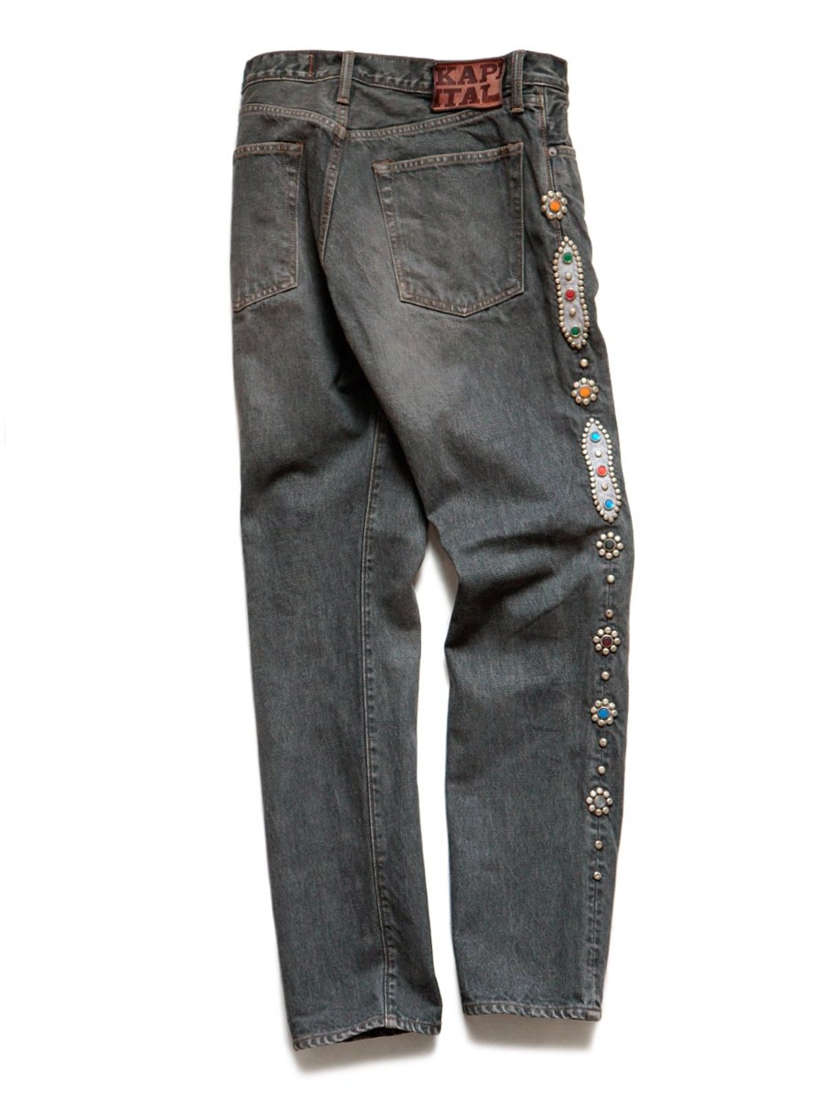 Kapital 14oz BLACK Denim 5P MONKEY CISCO STUDS pants - Black - Image 1 of 9