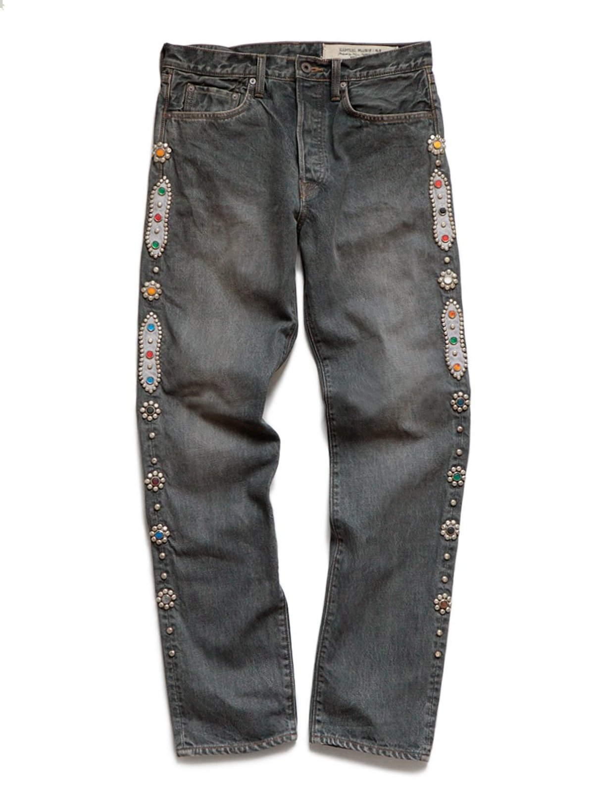 Kapital 14oz BLACK Denim 5P MONKEY CISCO STUDS pants - Black - Image 2 of 9