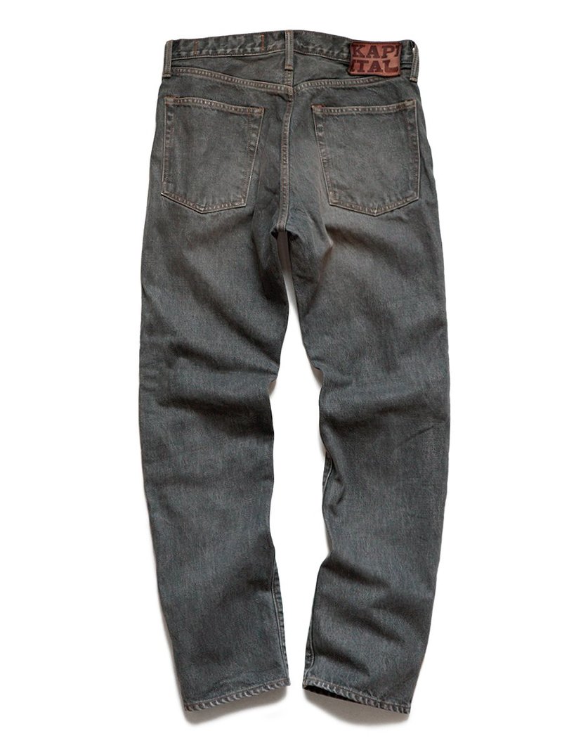Kapital 14oz BLACK Denim 5P MONKEY CISCO STUDS pants - Black