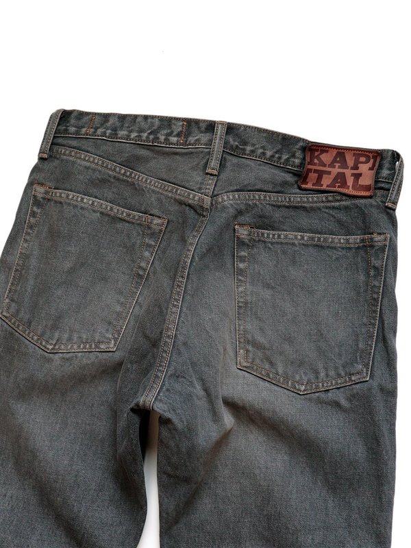 Kapital 14oz BLACK Denim 5P MONKEY CISCO STUDS pants - Black