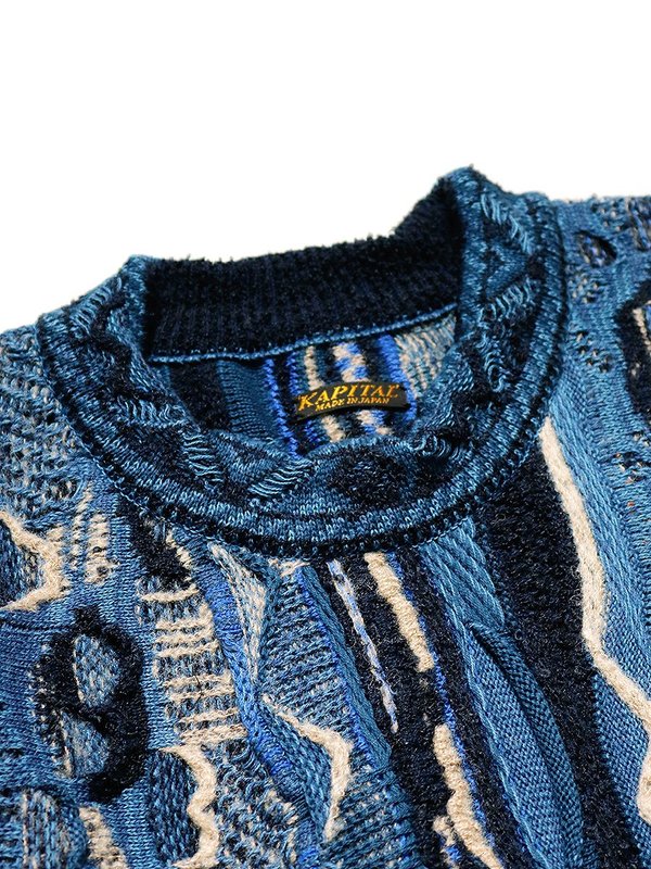 Kapital 7G BORO GAUDY Knit Sweater - Navy | Garmentory