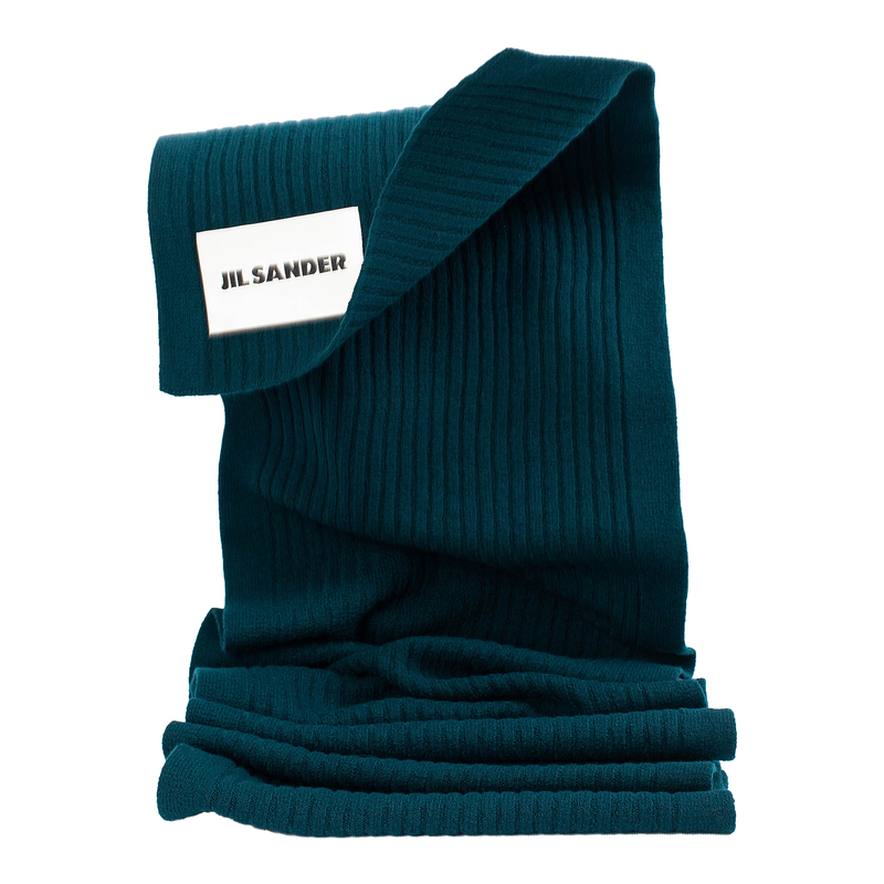 Jil Sander Green Ribbed Wool Scarf Green Garmentory