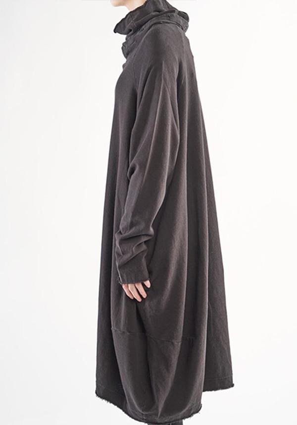 Rundholz Black Label Oversized Button Detail Funnel Neck Bubble Dress - Black Rundholz Black Label Oversized Button Detail Funnel Neck Bubble Dress - Black