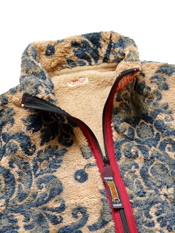 Unisex Kapital DAMASK Fleece ZIP Blouson - Biege Unisex Kapital DAMASK Fleece ZIP Blouson - Biege
