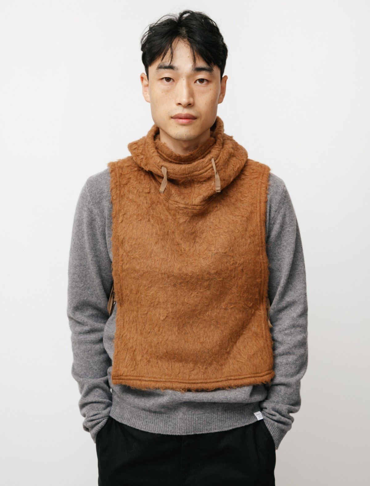 Engineered Garments Solid Mohair Hooded Interliner - Brown