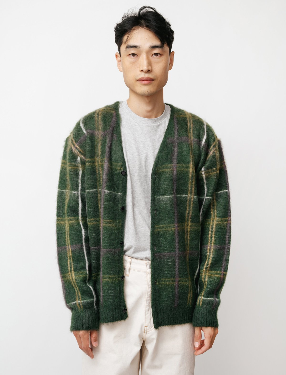 Needles Mohair Cardigan - Windowpane Olive | Garmentory