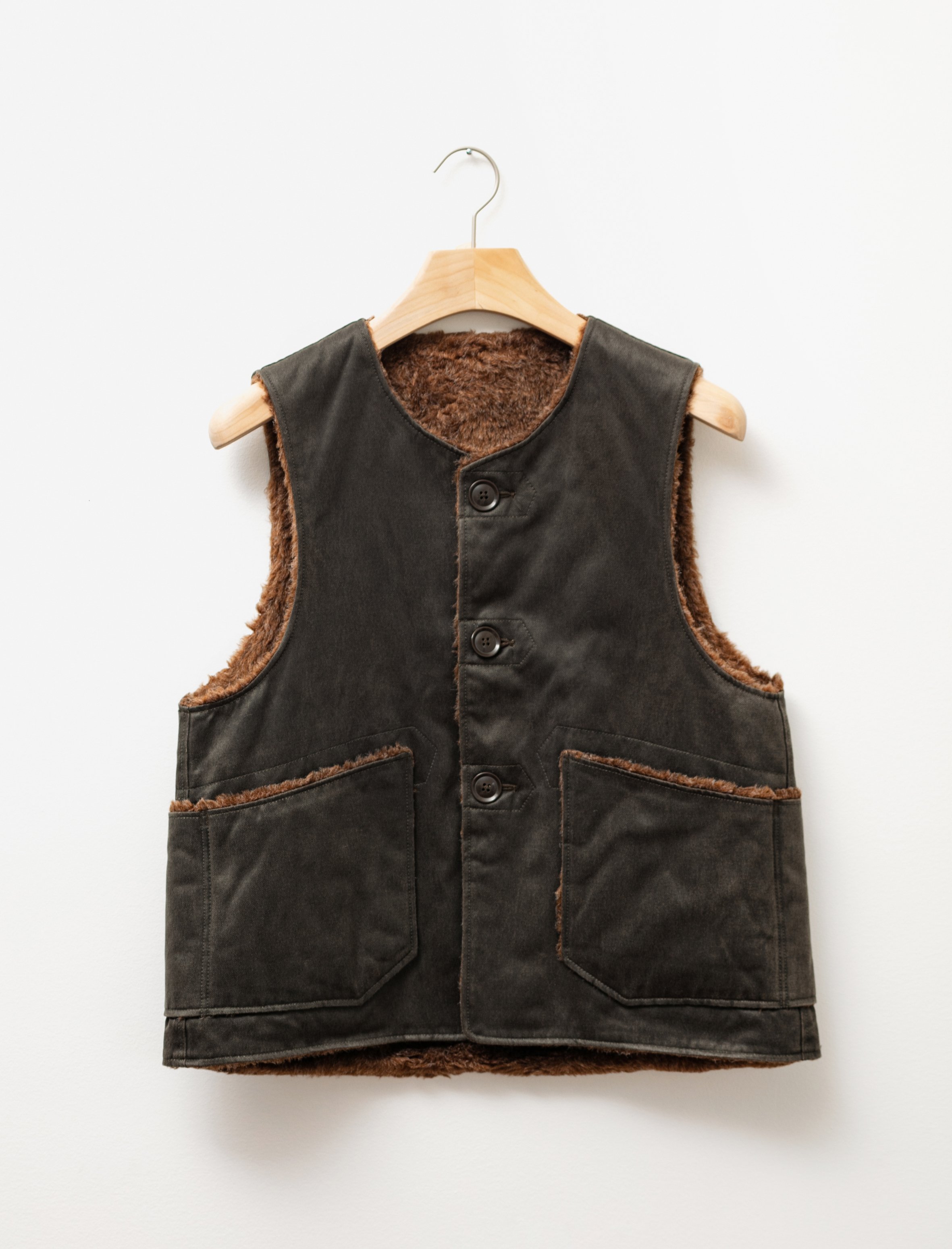 Engineered Garments Coated Twill Over Vest - Dark Olive | Garmentory