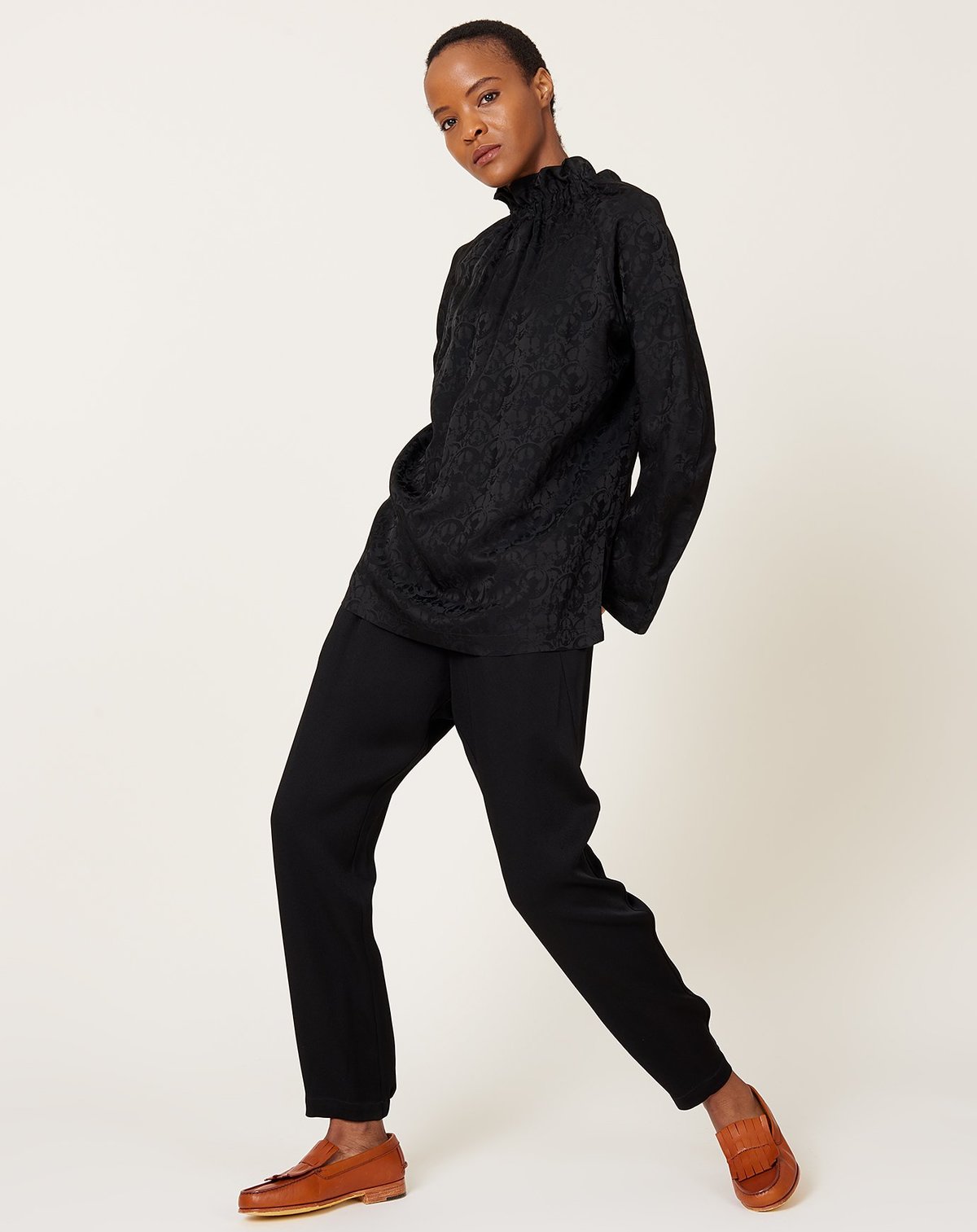 zero + maria cornejo Gabi Trouser - Black Eco Drape - Image 1 of 5