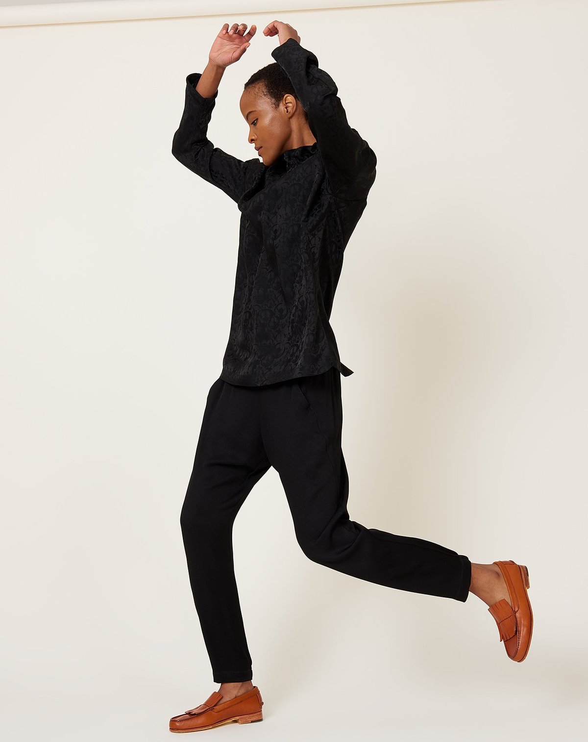 zero + maria cornejo Gabi Trouser - Black Eco Drape - Image 2 of 5