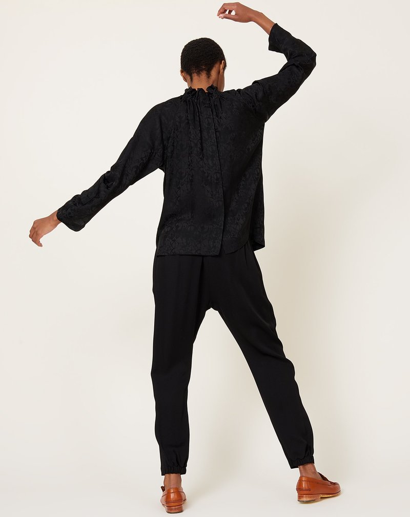 zero + maria cornejo Gabi Trouser - Black Eco Drape