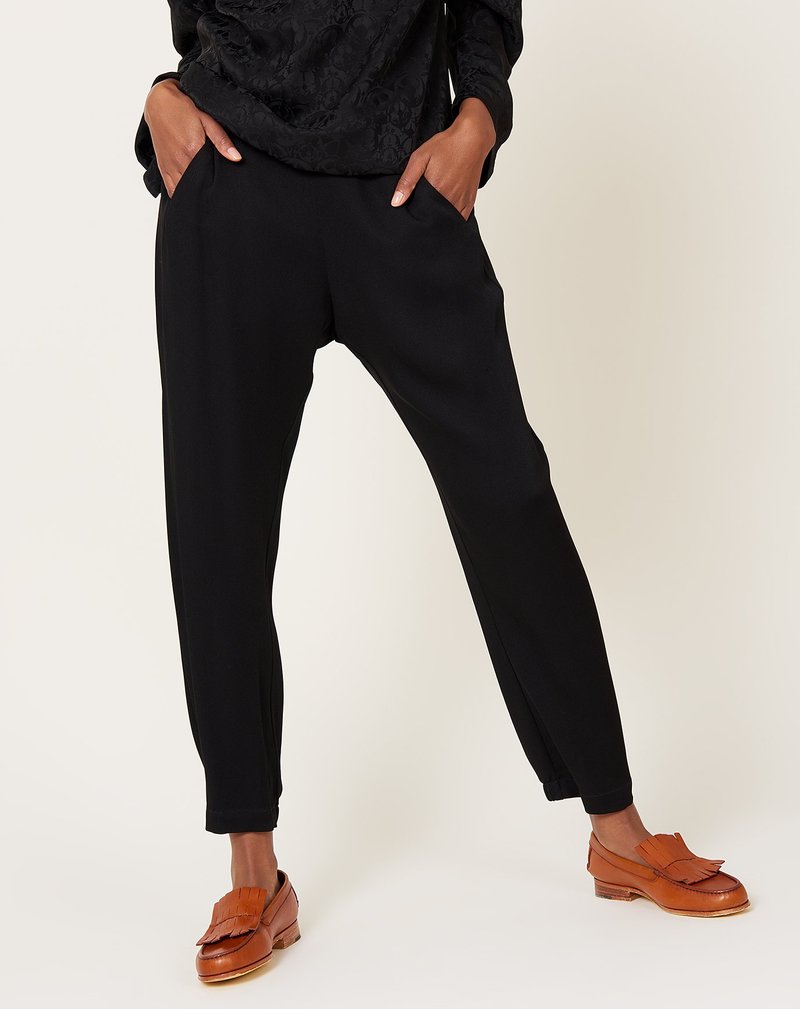 zero + maria cornejo Gabi Trouser - Black Eco Drape