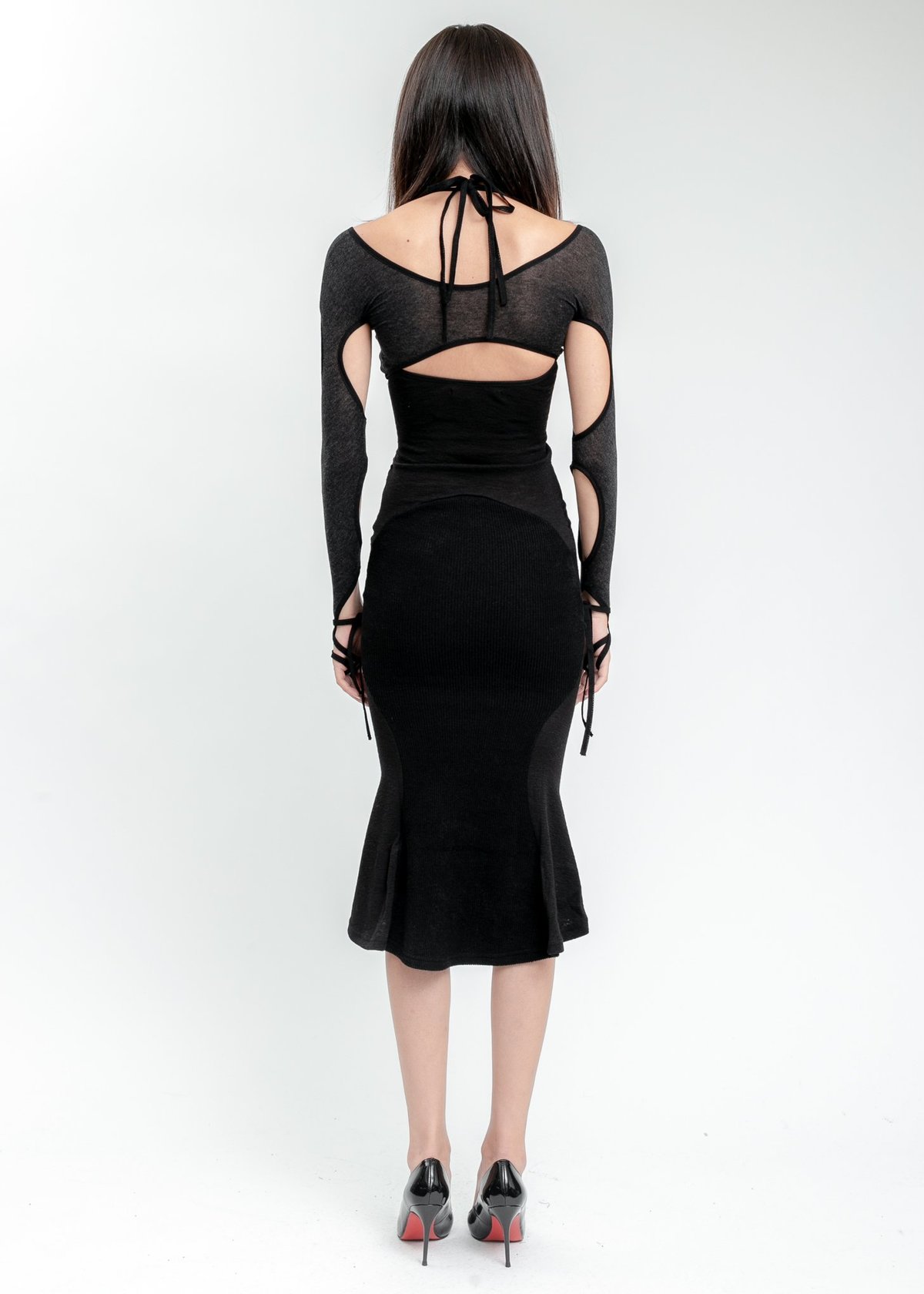 Black-Halter-Dress-With-Sleeve