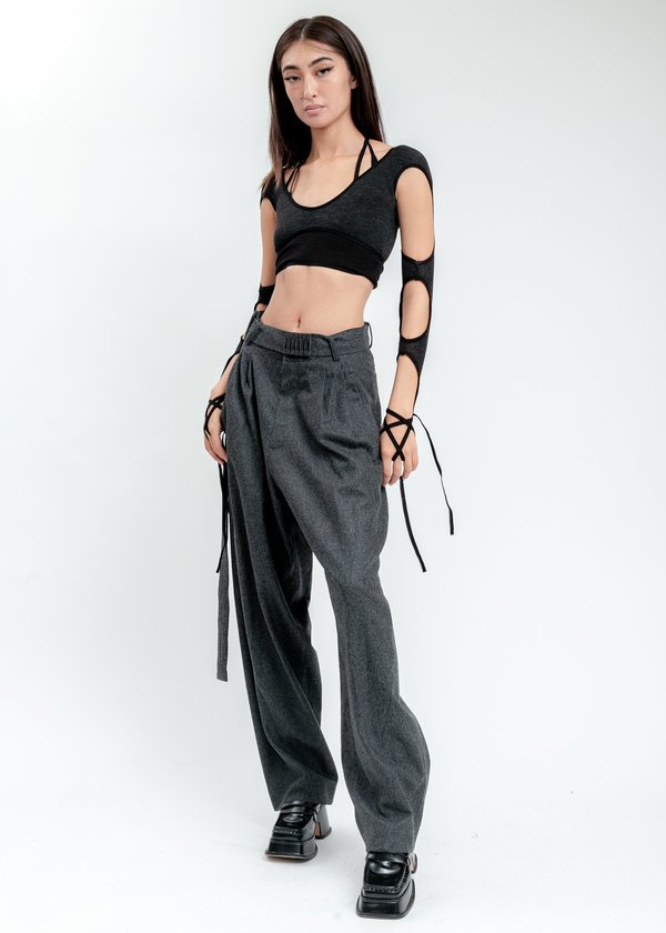 Hyein Seo Wool Wide Pants - Grey | Garmentory