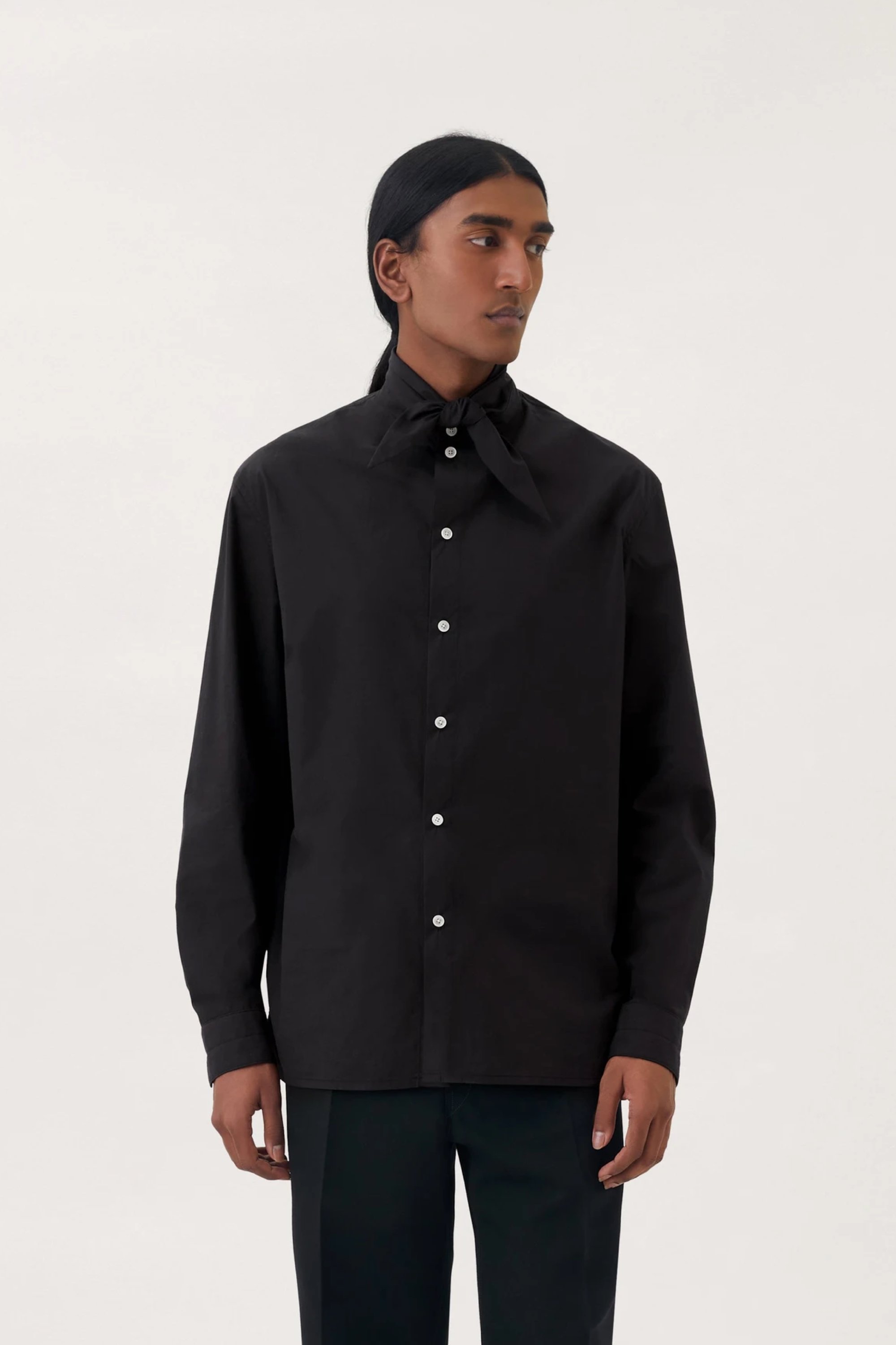 Lemaire Tie neck shirt - black | Garmentory