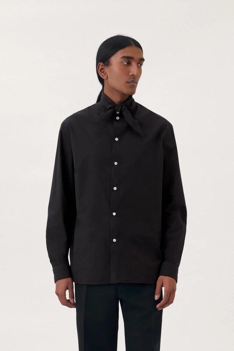 Tシャツ・カットソー Lemaire High Neck Tie Detail T-Shirt Men & Unisex Tops | LEMAIRE