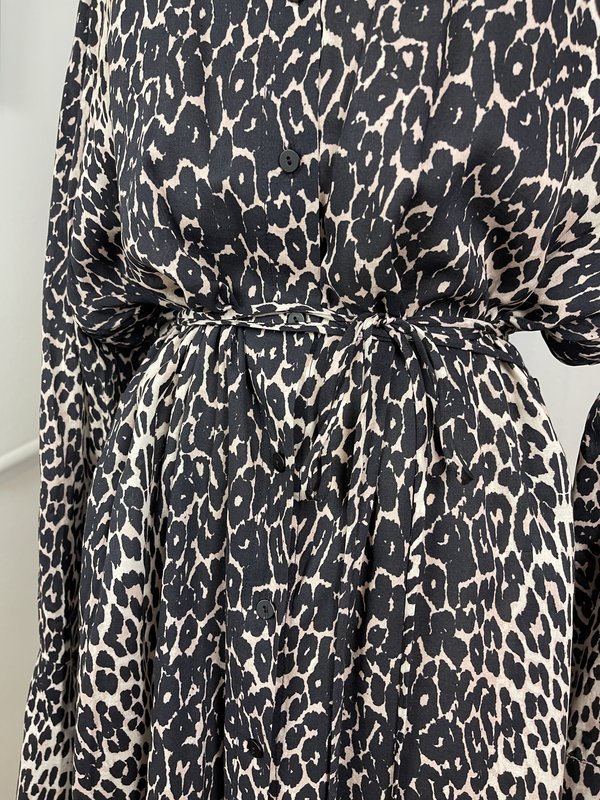 Vintage All Saints Leopard Maxi Dress - grey multi | Garmentory