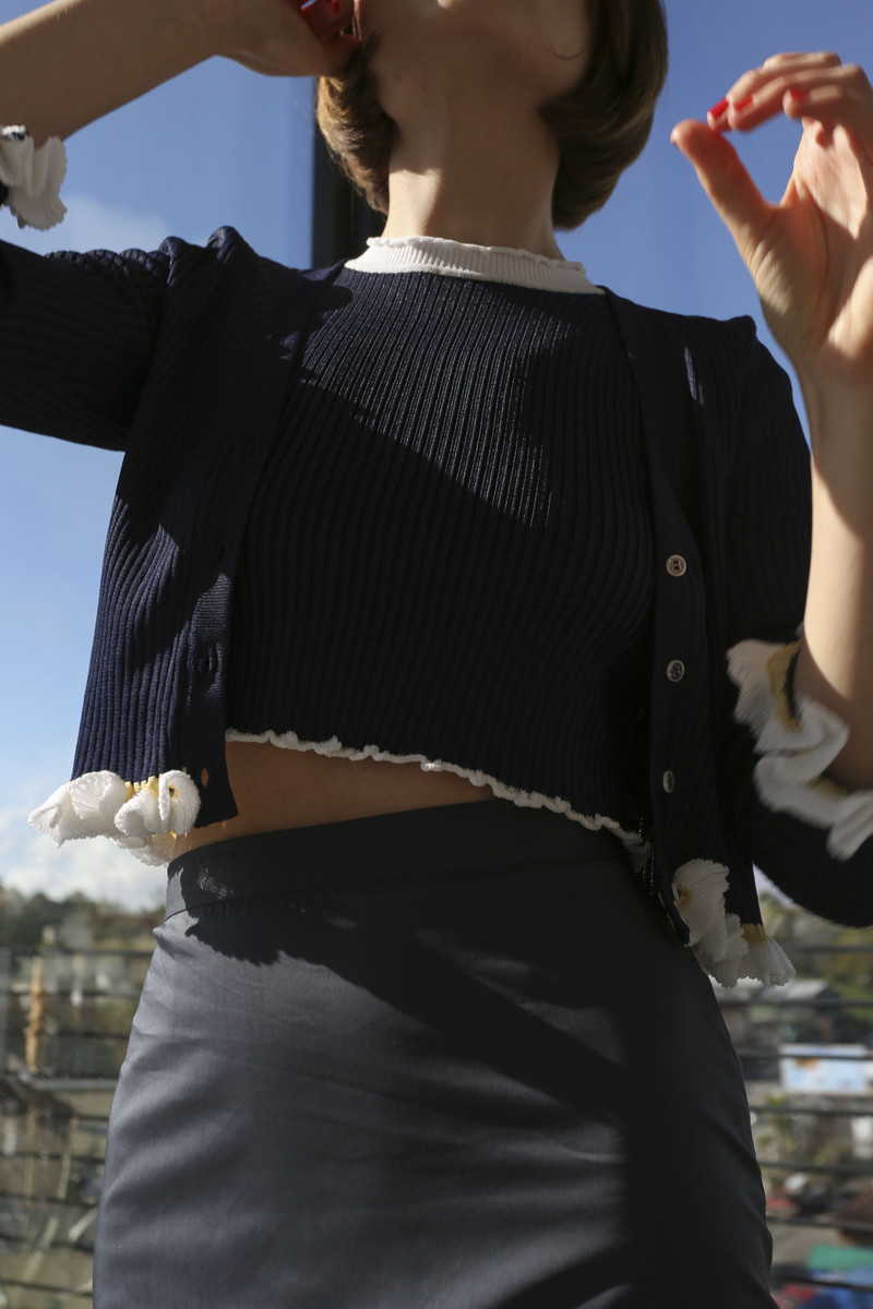 Maryam Nassir Zadeh Cecilia Cardigan in Navy | Garmentory