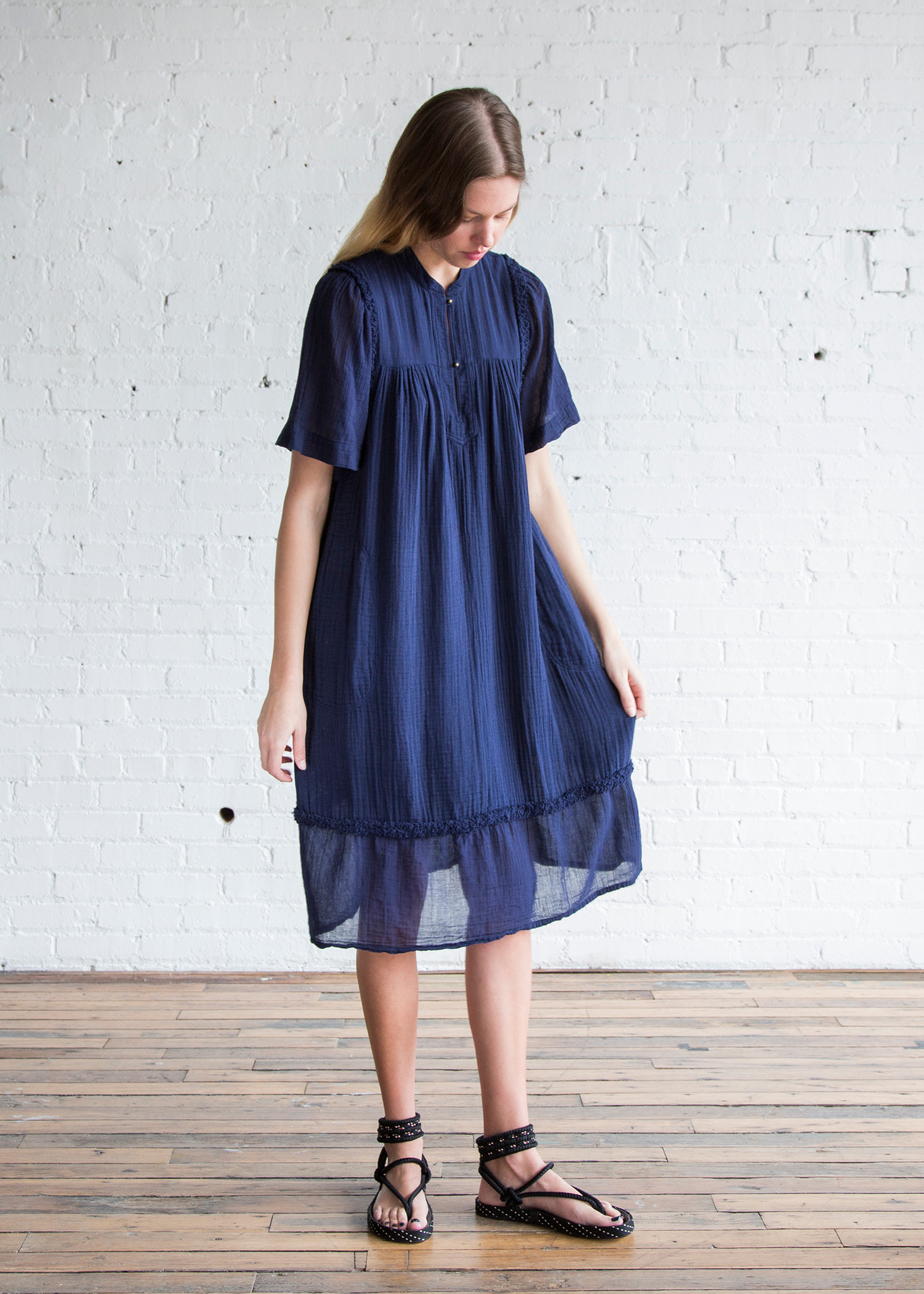 Raquel Allegra Peasant Dress Navy Garmentory