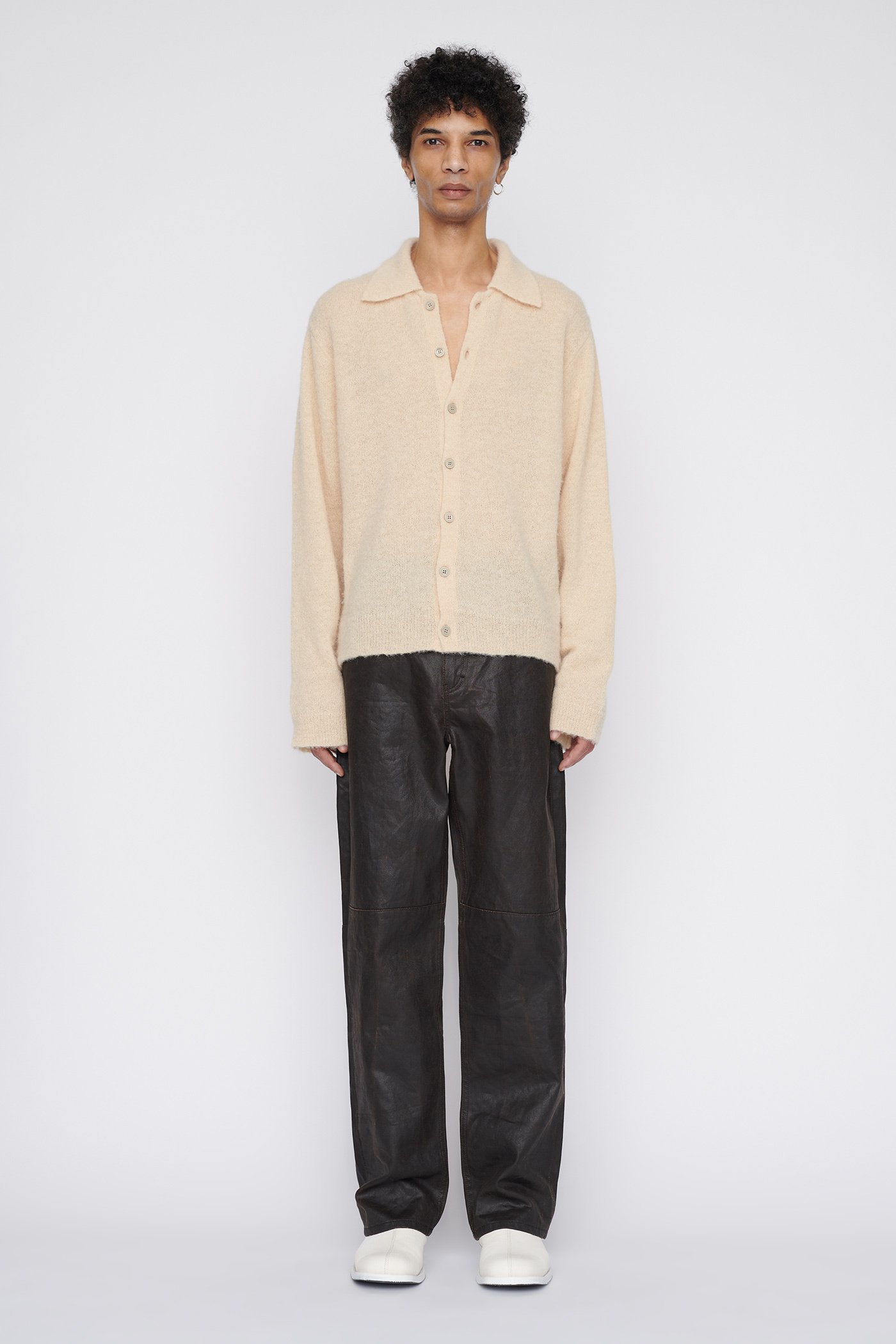 Our Legacy Fuzzy Alpaca Evening Polo Cardigan - Camel | Garmentory