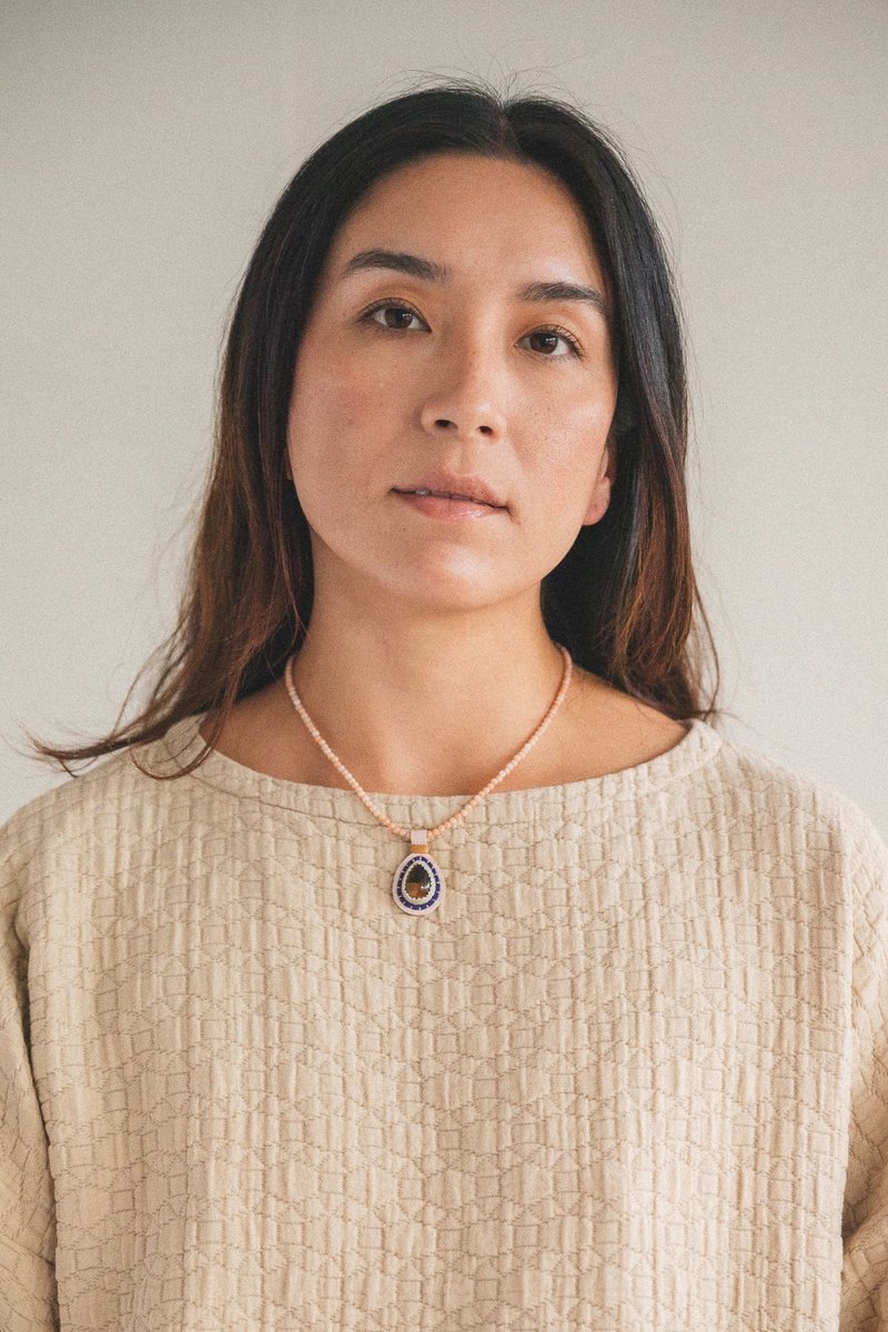 Robin Mollicone PINK AVENTURINE  WITH A TIGER EYE TEARDROP PENDANT NECKLACE - Multi