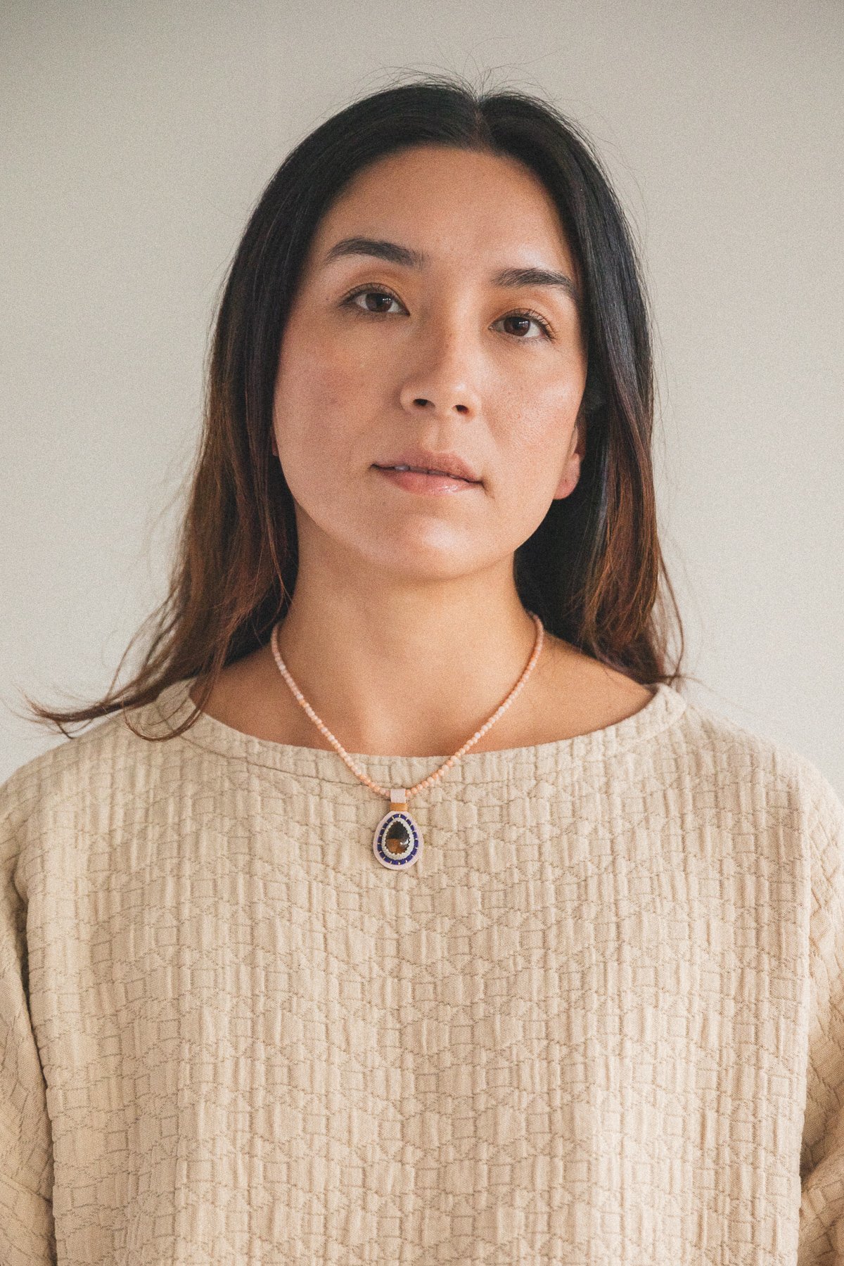 Robin Mollicone PINK AVENTURINE  WITH A TIGER EYE TEARDROP PENDANT NECKLACE - Multi - Image 3 of 5