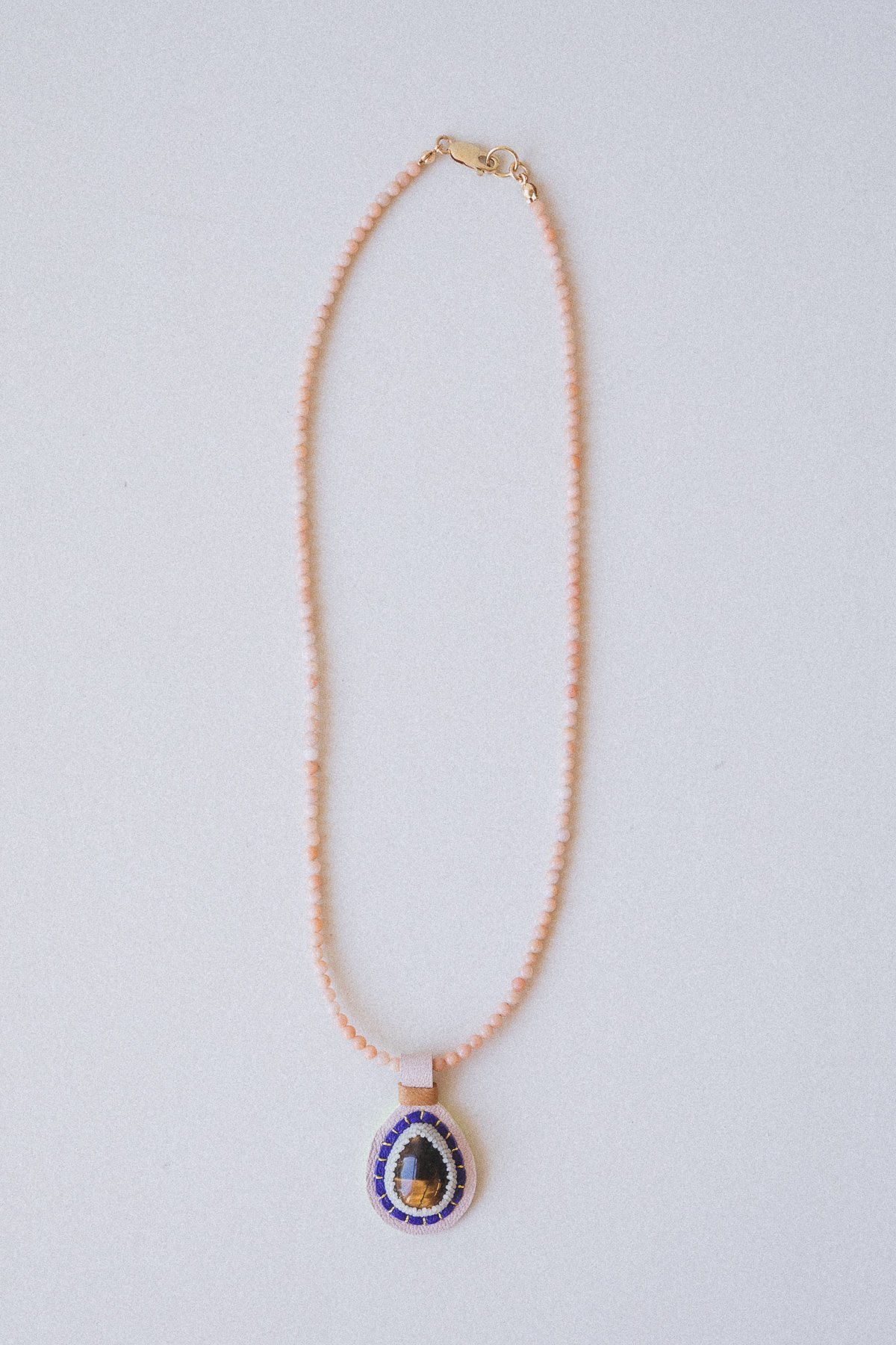 Robin Mollicone PINK AVENTURINE  WITH A TIGER EYE TEARDROP PENDANT NECKLACE - Multi - Image 5 of 5