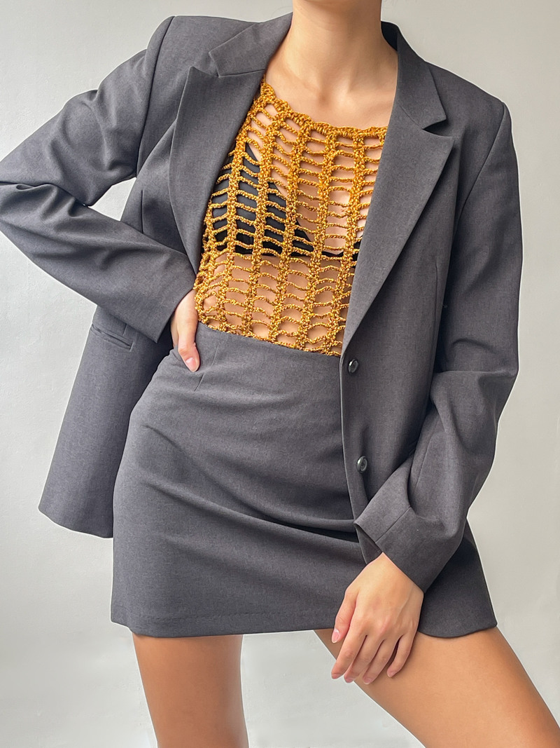 Vintage Mini Skirt Suit Set - Grey | Garmentory Vintage Mini Skirt Suit Set - Grey | Garmentory