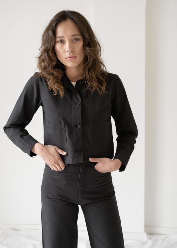 LAUDE the Label Cropped chore jacket - black | Garmentory