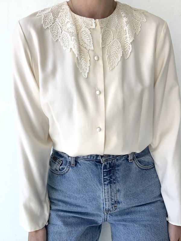 Vintage Slinky Double Breasted Shawl Collar Blouse main image 1