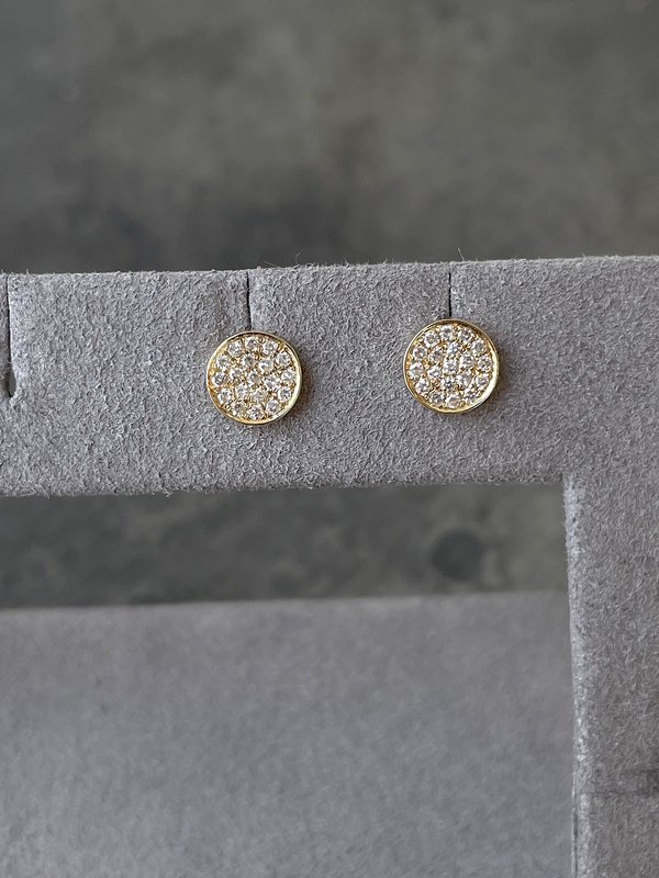 EF Collection DIAMOND DISC STUD EARRINGS - gold EF Collection DIAMOND DISC STUD EARRINGS - gold