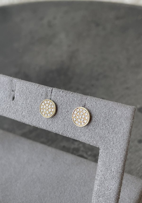 EF Collection DIAMOND DISC STUD EARRINGS - gold EF Collection DIAMOND DISC STUD EARRINGS - gold