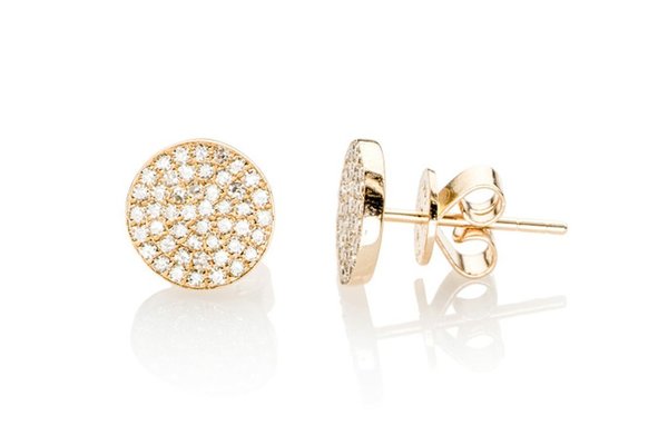 EF Collection DIAMOND DISC STUD EARRINGS - gold EF Collection DIAMOND DISC STUD EARRINGS - gold
