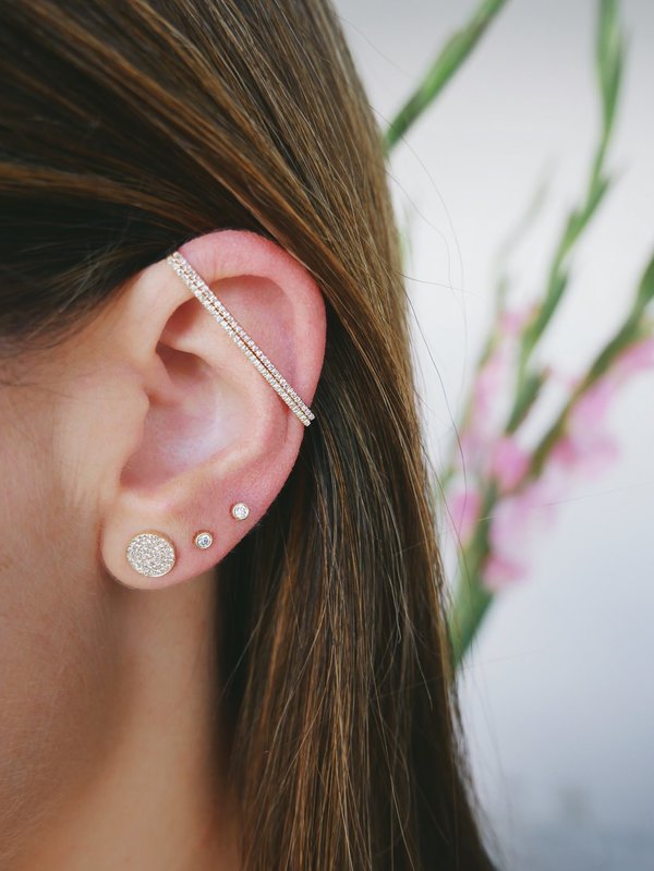 EF Collection DIAMOND DISC STUD EARRINGS - gold EF Collection DIAMOND DISC STUD EARRINGS - gold