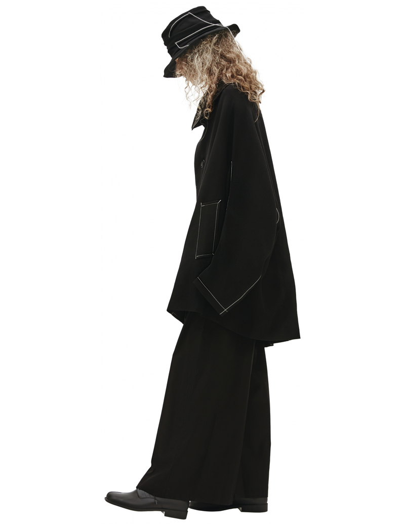 Y's Coat With Contrasting Seams Y's Coat With Contrasting Seams