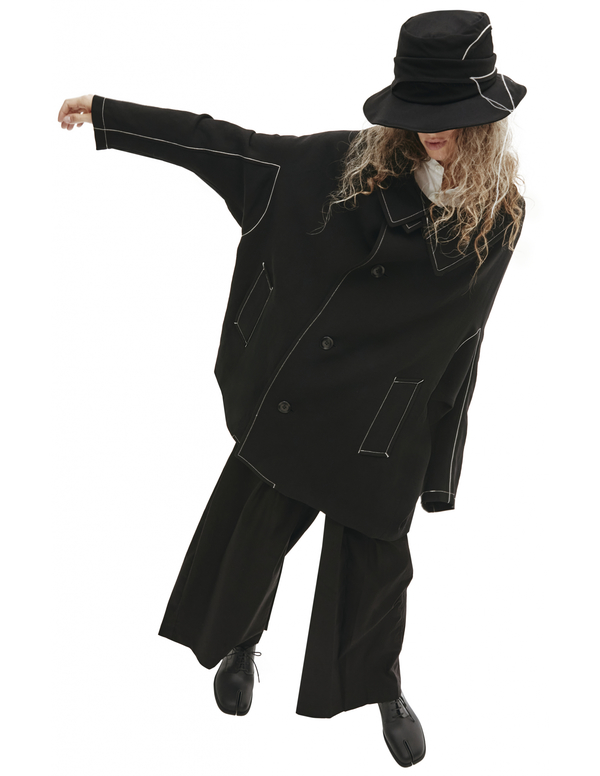 Y's Coat With Contrasting Seams Y's Coat With Contrasting Seams