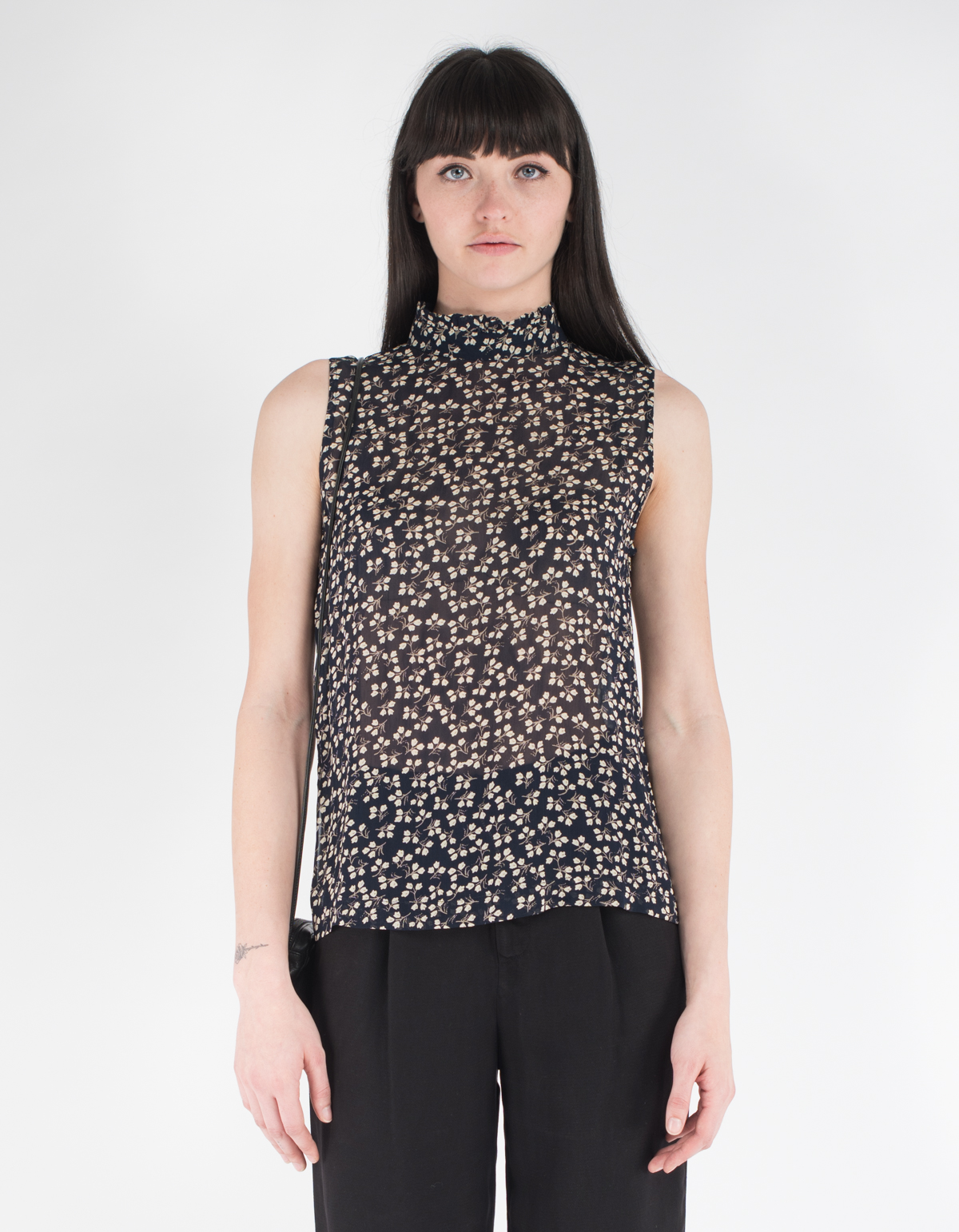 Ganni Newman Georgette Tank Total Eclipse