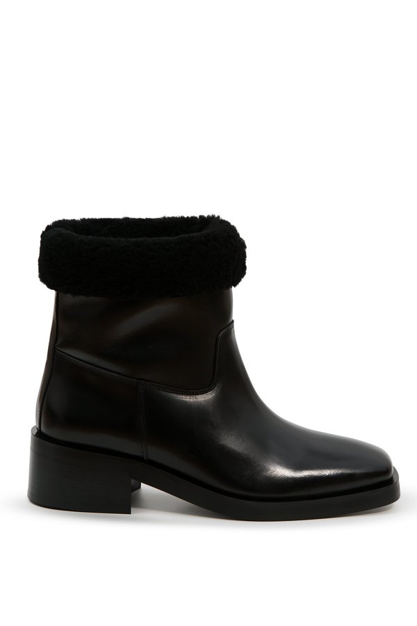 Ernest W. Baker Black Shearling Calf Leather Sherpa Boots | Garmentory