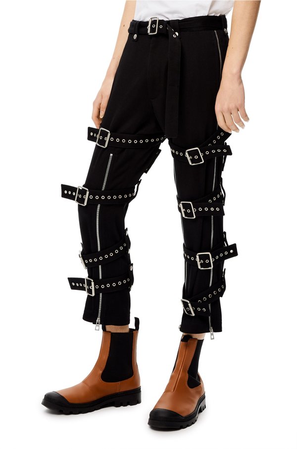 LOEWE ロエベ21AW Gabardine Bondage Belted LOEWE Wool Gabardine Bondage Belted Trousers - Black | Garmentory
