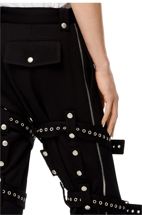 LOEWE ロエベ21AW Gabardine Bondage Belted LOEWE Wool Gabardine Bondage Belted Trousers - Black | Garmentory