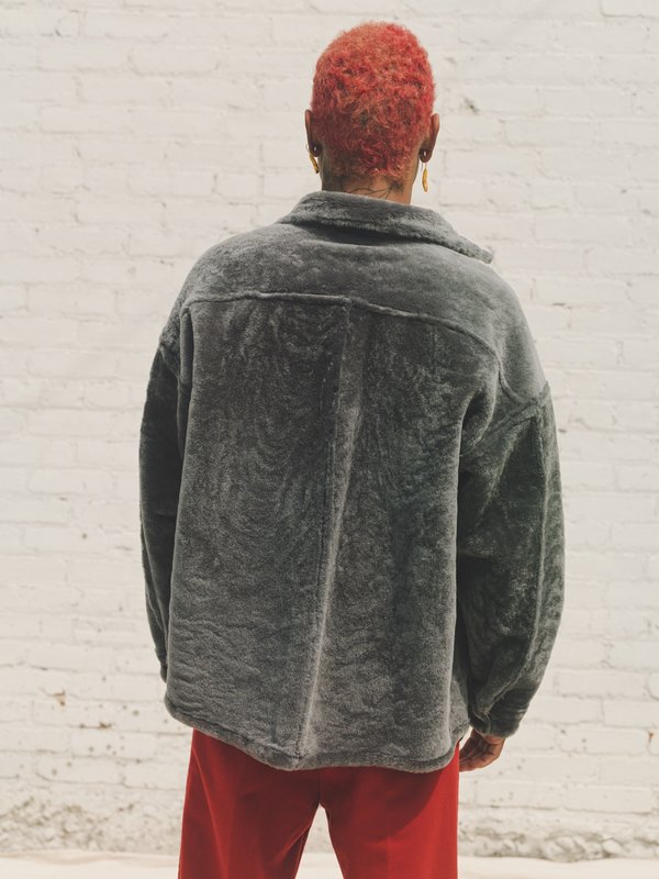 Marni Reversible Shearling Leather Shirt Jacket - Grey | Garmentory