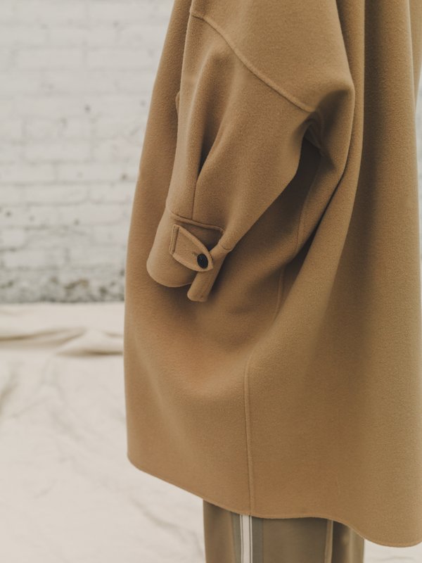 Lanvin Double Faced Wool Cashmere Kimono Coat - Taupe 