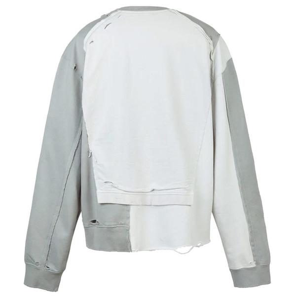 Distressed Panelled Vagrant Crewneck 'Gray' Distressed Panelled Vagrant Crewneck 'Gray'